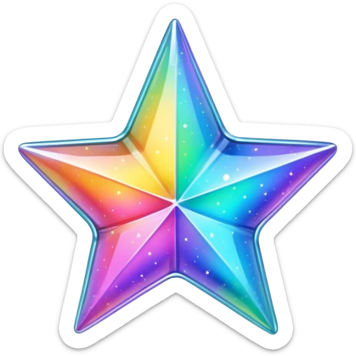 vibrant holographic rainbow y2k aesthetic hollow glass star sticker