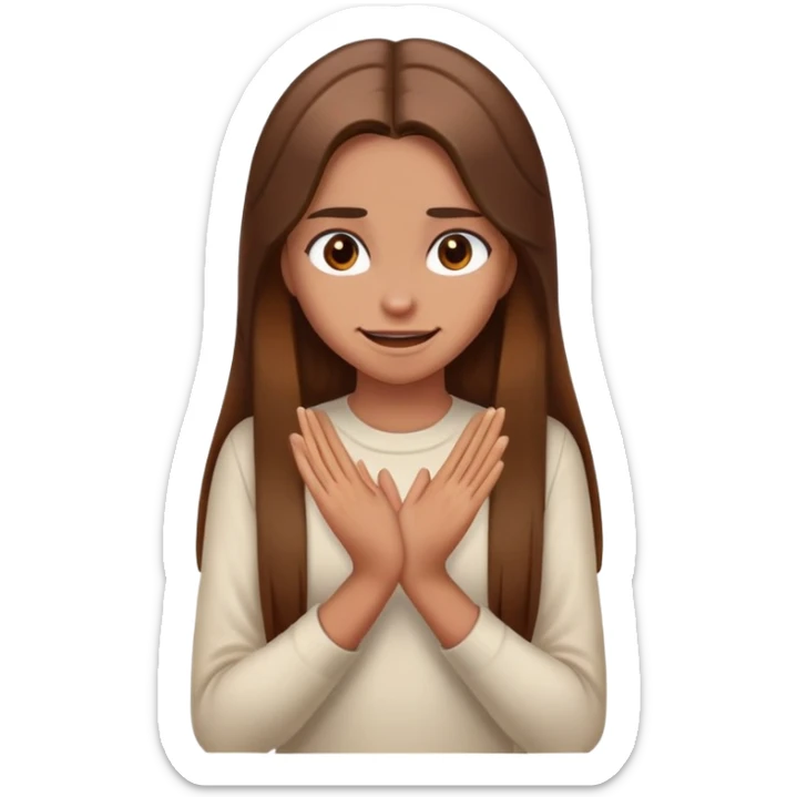 Girl with long brown hair standing with her back to the camera and is rubbing her hands with an evil grin spread on her face sticker