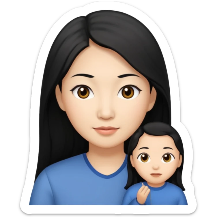 asian mom with long black hair and big brown eyes emoji sticker