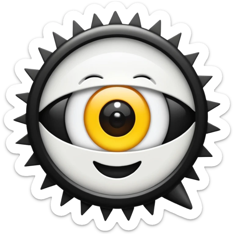 Minimalist emoji-style sticker of a wide open eye with a camera flash bursting into it. High contrast black and white with sharp lines. No gradients.
 sticker