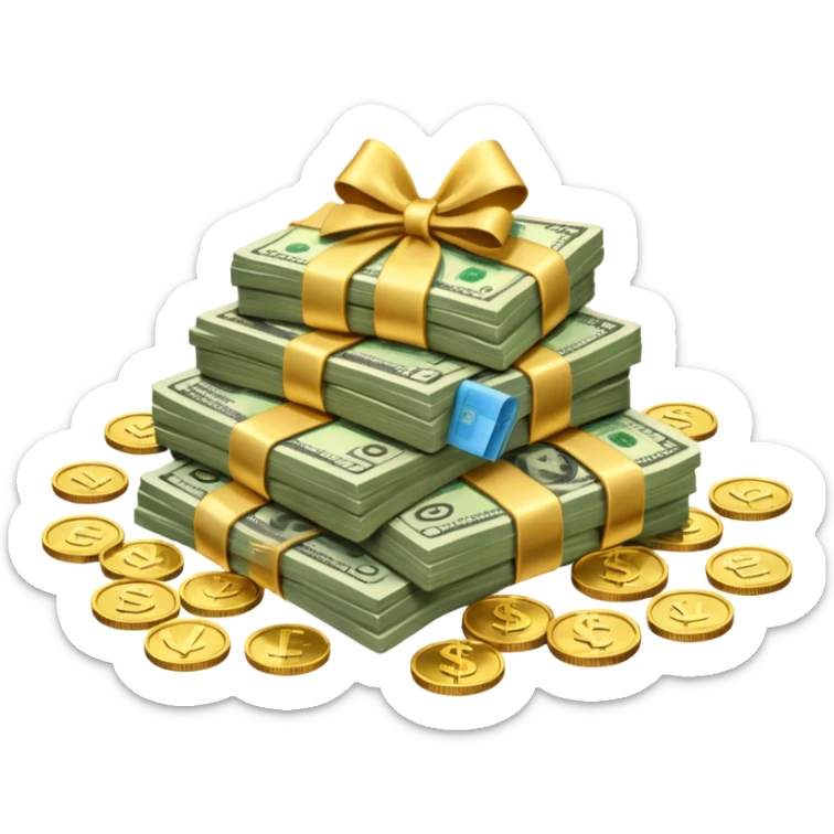 It's an image of money such as coins and bills, but there's only one or two  sticker