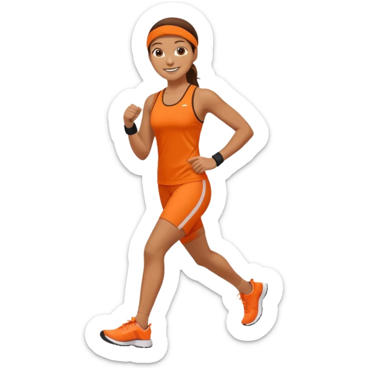 mach mir eine atheltischen typen mit orangener fitness kleidung der gerade einen sapziergang macht sticker