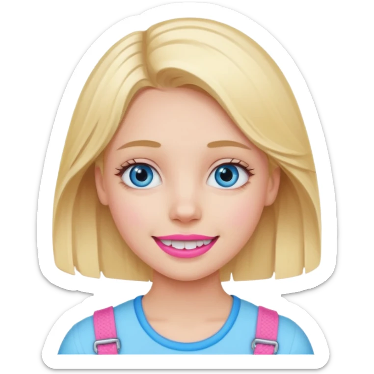 Blonde blue eye clean girl with pink braces sticker