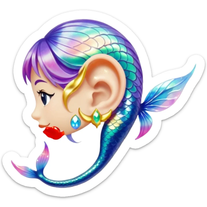 Elvish fae shiny sparkly translucent diaphanous ear climber mermaid ear piece apparel sticker