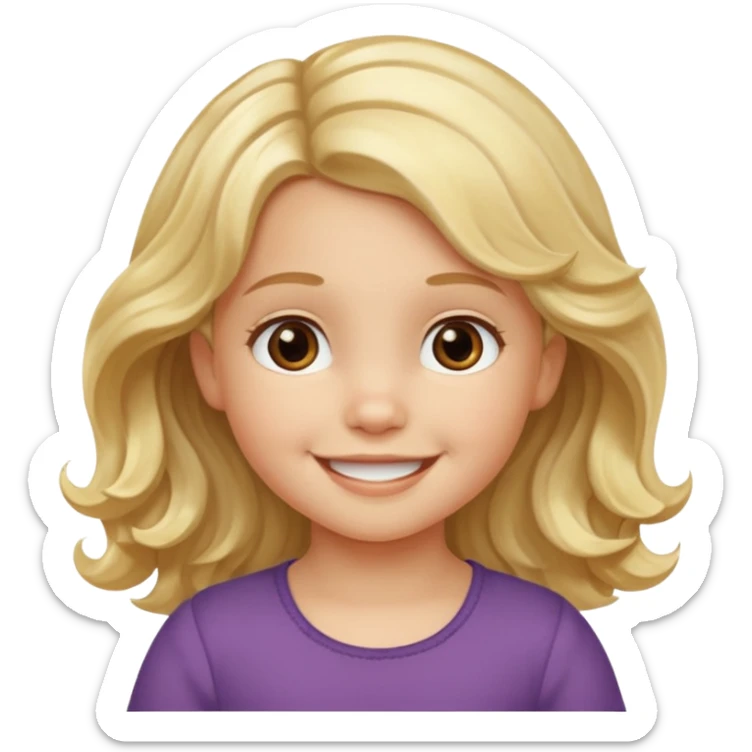 3yr old girl wavy long blond hair brown eyes  sticker