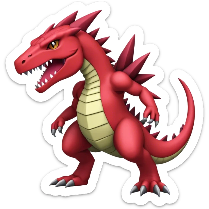 Badass cool edgy salazzle-Guilmon-tyranitar-hybrid, full body sticker