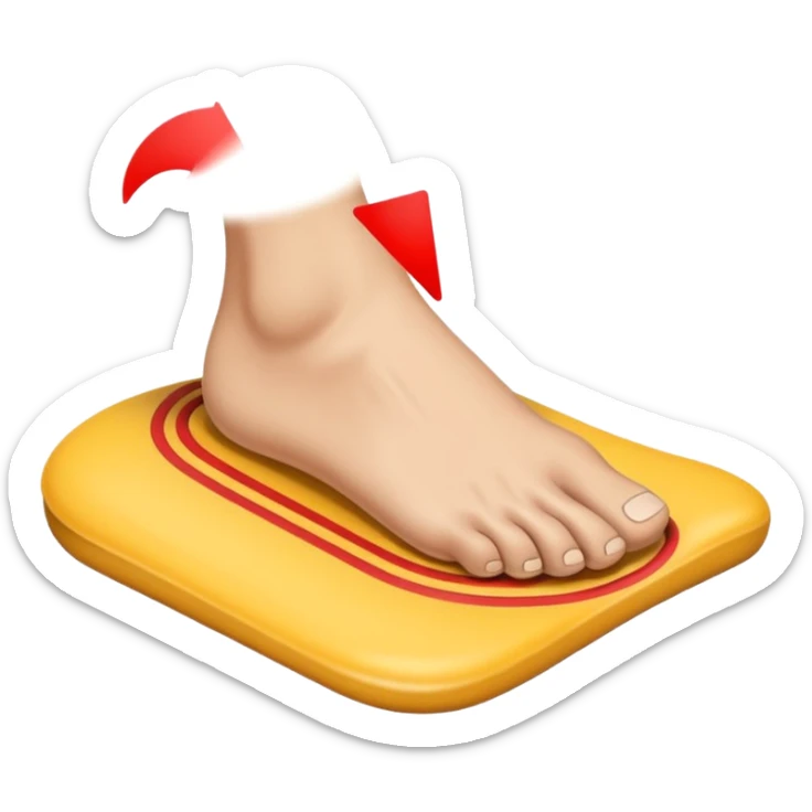 emoji of a human foot pressing on the ground, with two short curved pressure lines under the sole to show the weight and pressing effect, simple cartoon style sticker