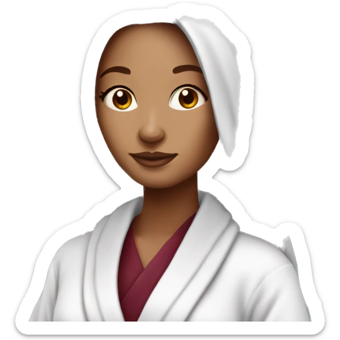 Beautiful tattooed  burgundy long haired woman in bathrobe sticker