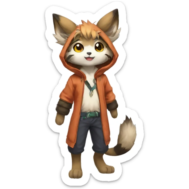 Kemono-style, Chibi, Anthro-Fur-Sona-Fakémon, clothing, Full Body sticker