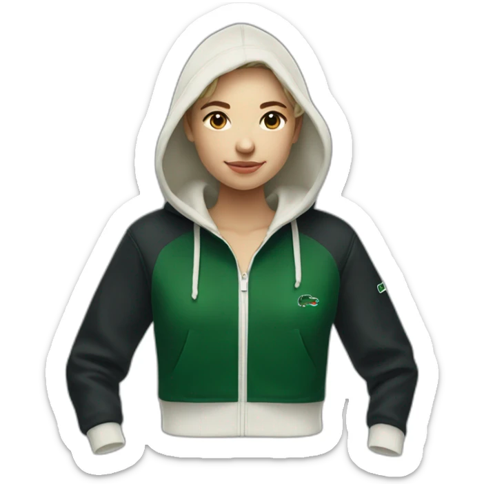 Lacoste bag girl with black lacoste hoodie sticker