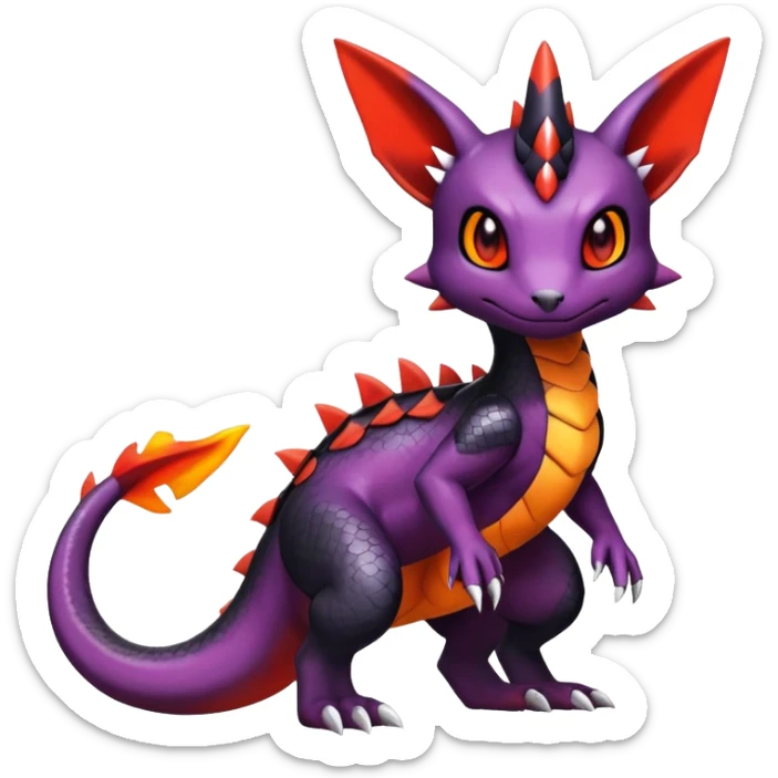 Cute Shiny Guilmon-Salandit-Umbreon-Fakémon-hybrid-creature (full body)  sticker