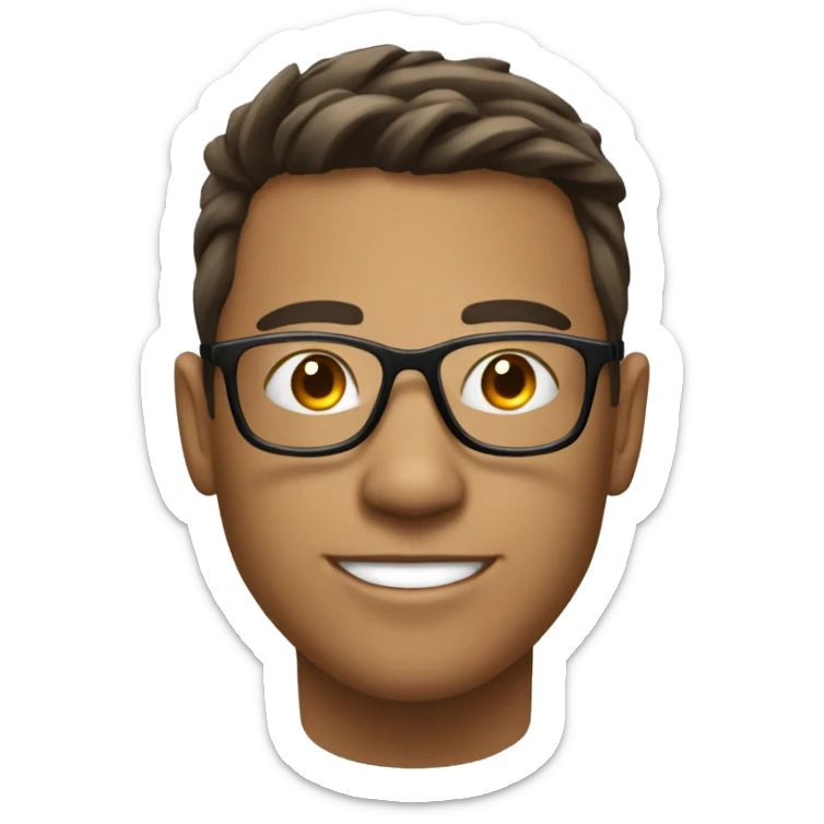 young man of about 20 years old, networker and trader with glasses sticker