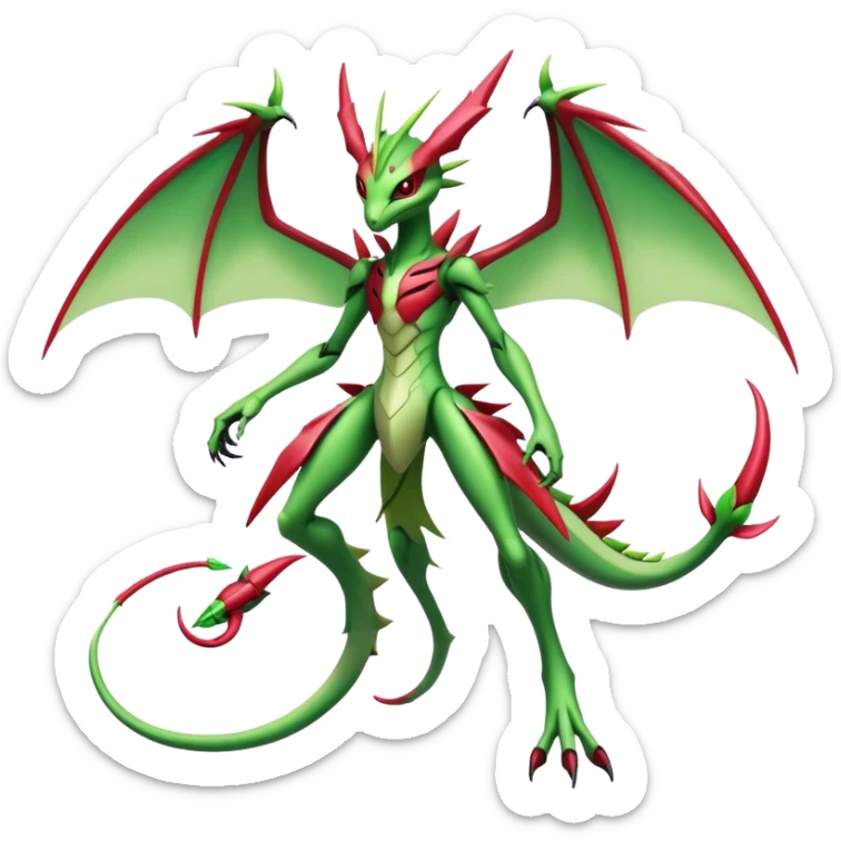  Cool Edgy Shiny Futuristic Ethereal Legendary Scizor-Digimon-Schyther-Flygon-hybrid full body sticker
