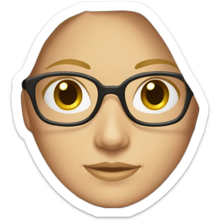 caucasian female, blonde hair, tied back, glasses sticker