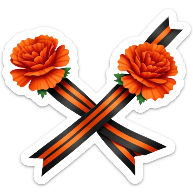 St. George ribbon and red carnation, symbol of Victory Day May 9 sticker