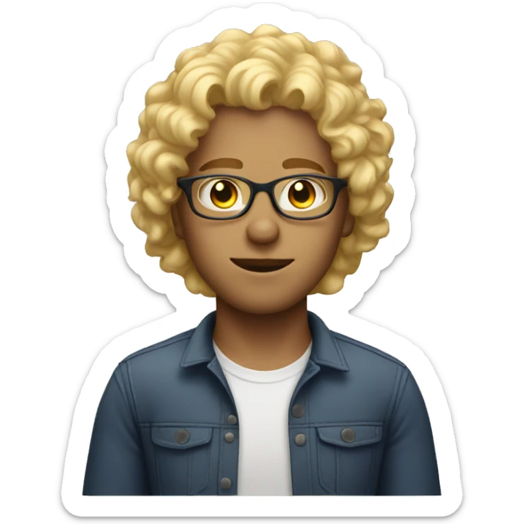 male with eye glass blonde curly hair sticker