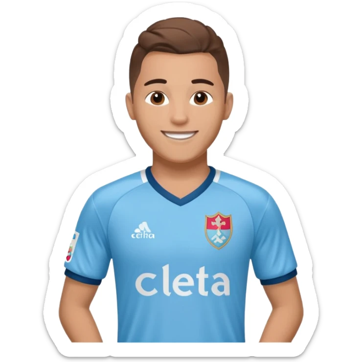 Celta Vigo soccer player wearing a jersey with the Celta Vigo logo on the chest sticker