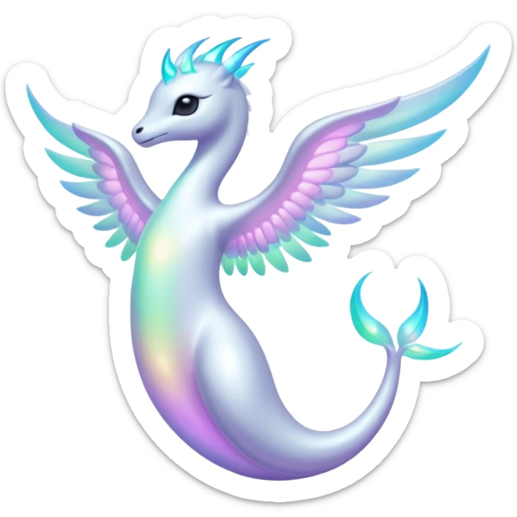 A bright whiteish iridescent divine legendary spiritual ethereal beautiful Fakémon-creature sticker
