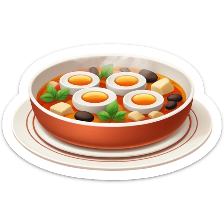 Homemade dishes on a plate, warm cozy colors, simple shapes, flat design, high contrast, friendly and inviting. sticker
