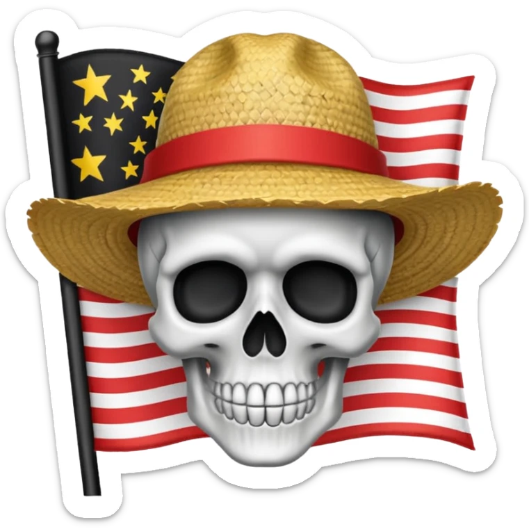 Fait moi un drapeau de tête de mort avec sur la tête un chapeau de paille sticker