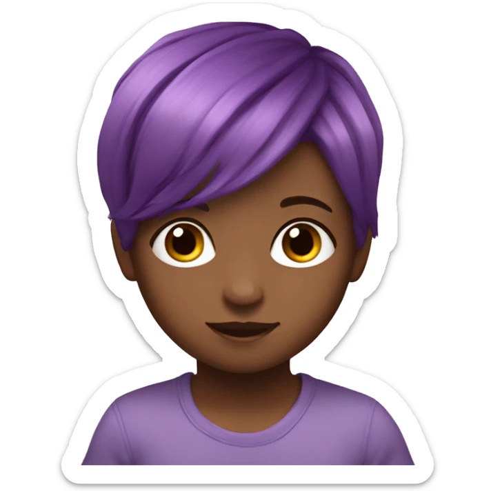 Purple hair cutie with a brown hair baby sticker