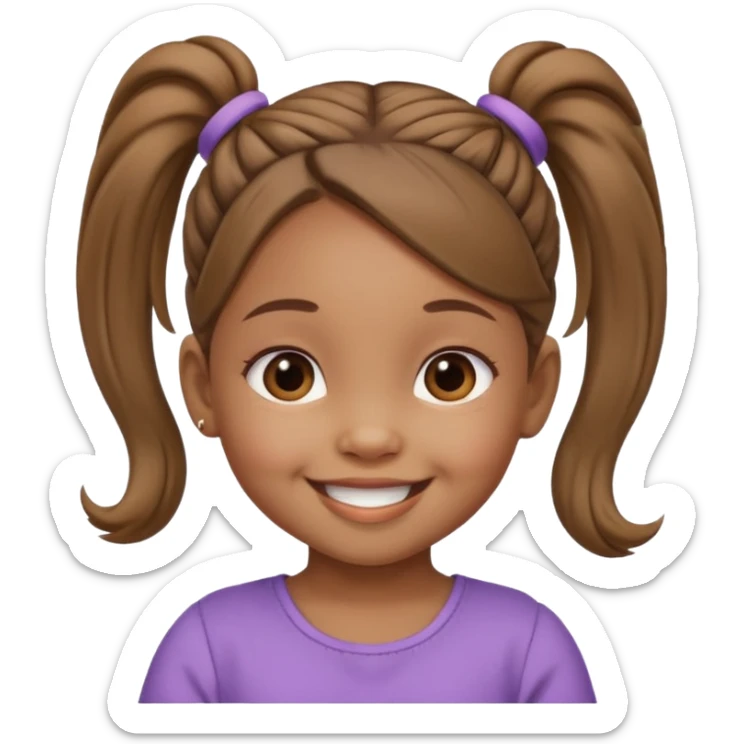 brown baby girl with ponytails hairstyle  sticker