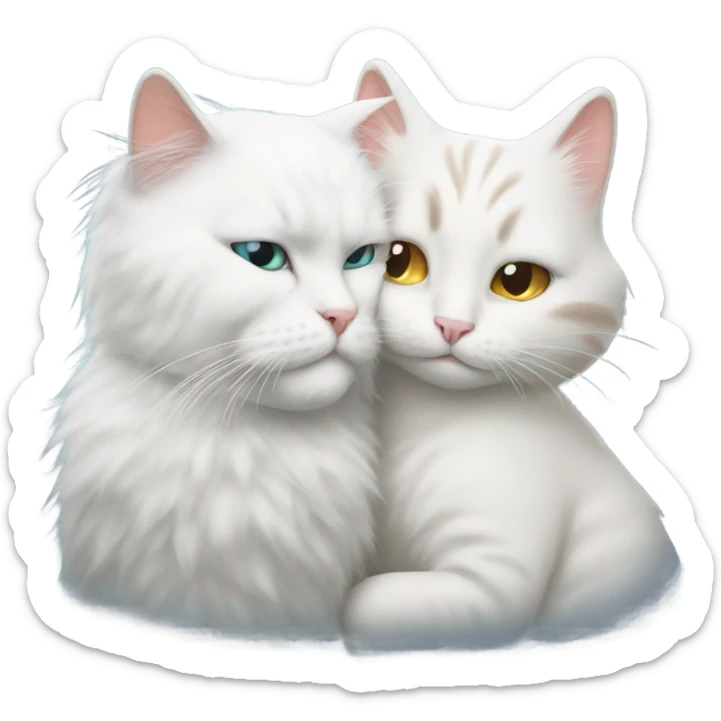 Photo realistic, Donald Trump, kissing and embracing white cat, sticker