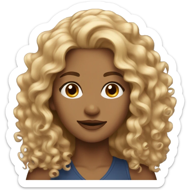 Gorgeous light brown woman with blonde long curly hair  sticker