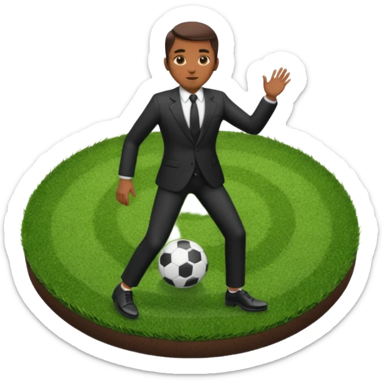 shin padBlack suit shoes circular patch of football grass sticker