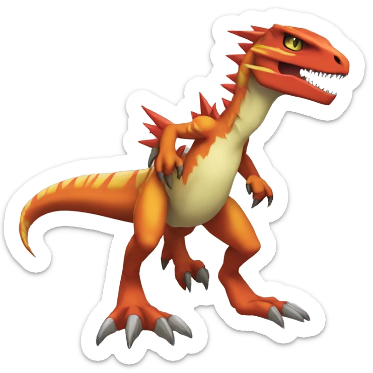  Cool Edgy Digimon-Fakemon-Guilmon-Velociraptor-Dragon full body sticker