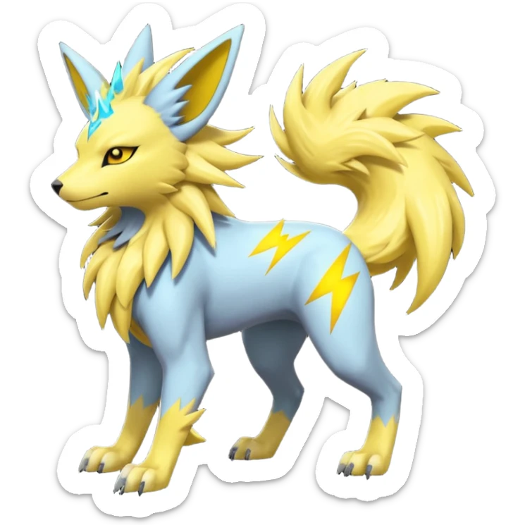 Feral Quadrupedal Digitigrade Luxray-Jolteon-Renamon-Manectric-fusion-hybrid-creature, full body  sticker