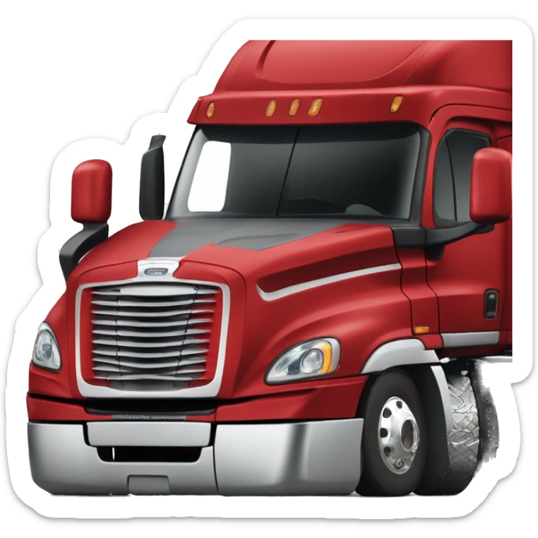 red freightliner cascadia semi-truck that needs to go to service repair sticker