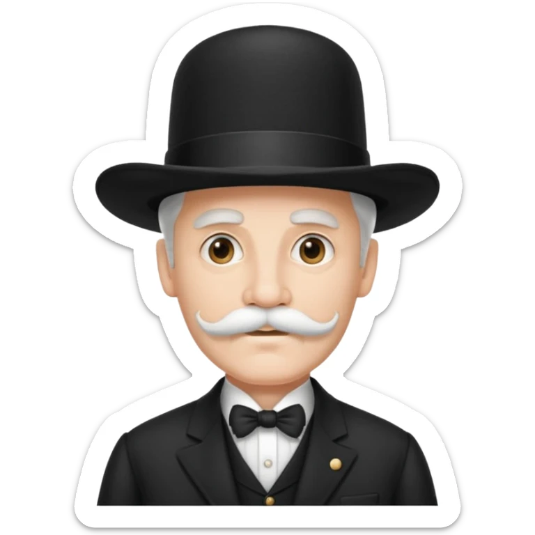 very big white moustachhe and typical 1900 black elegant clothes and hat . politician pose sticker