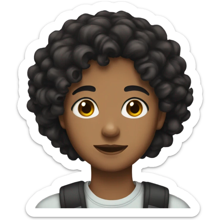 a brown skinned teenager with black curly hair and brown eyes  sticker