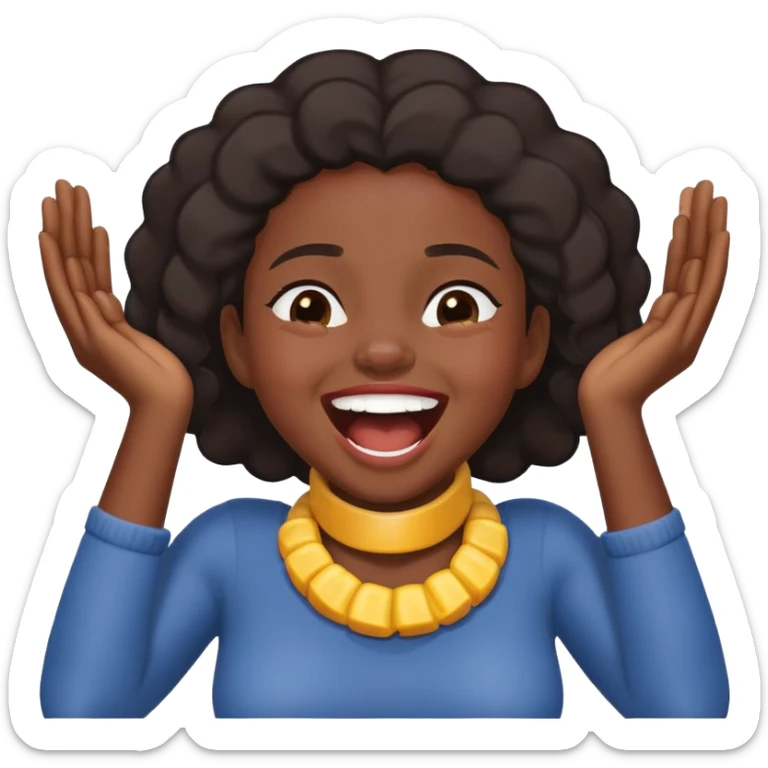 a black girl choking her own neck with her arms but laughing sticker