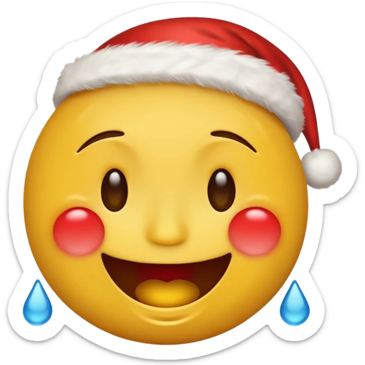 Laughing emoji with christmas yellow face only with tears in eyes sticker