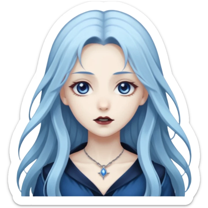 Beautiful ethereal Gorgeous Vampiric Edgy spectral dark greyish-blue whitish gloomy spectral Anime Poltergeist Lady   sticker