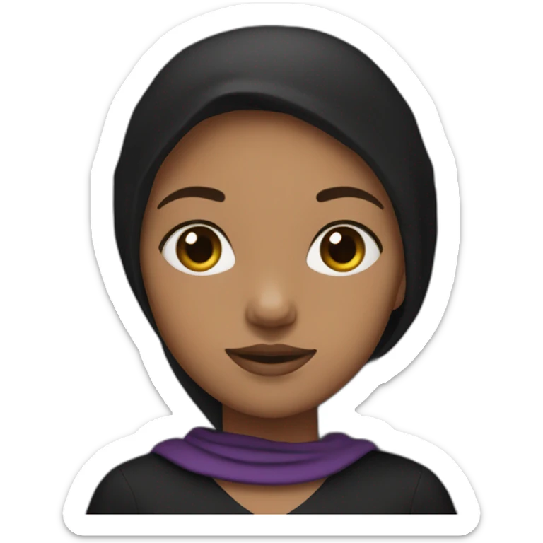 A girl with an black dress and a purple sweather and a Black headscarf sticker