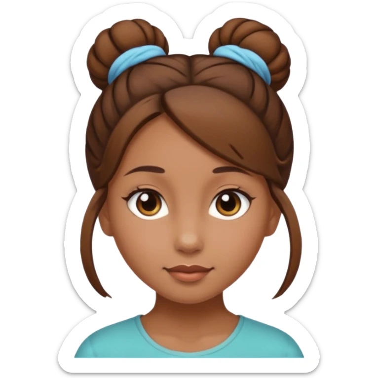 Girl with light brow skin and brown hair in a single bun sticker