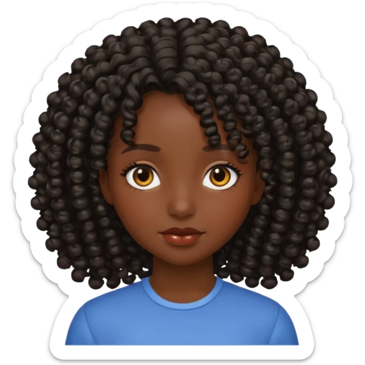 Human girl with curly hair and black skin sticker