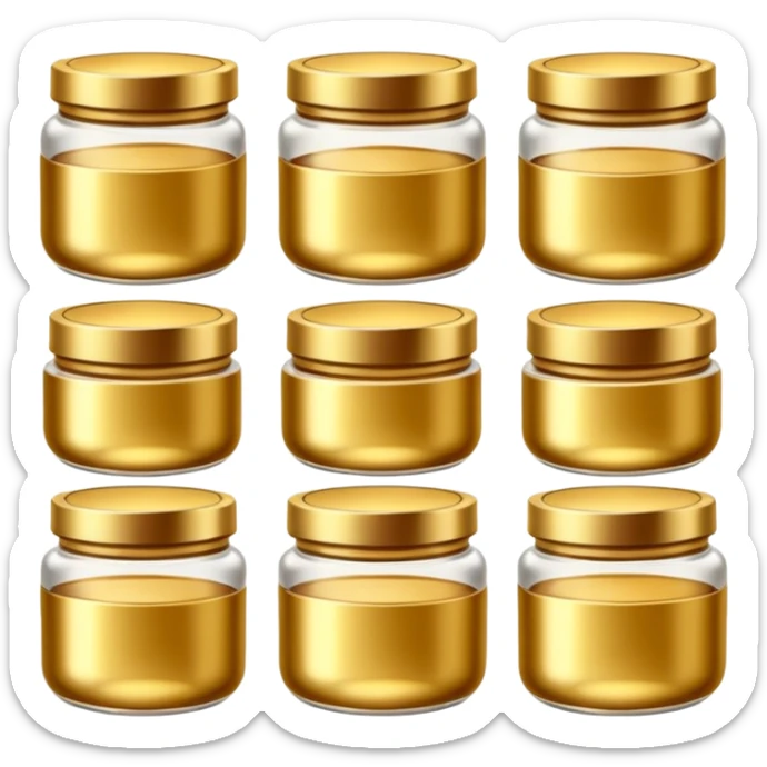 Varios produtos de beleza com tampa dos potes dourados e fundo transparente pra usar como figurinha sticker