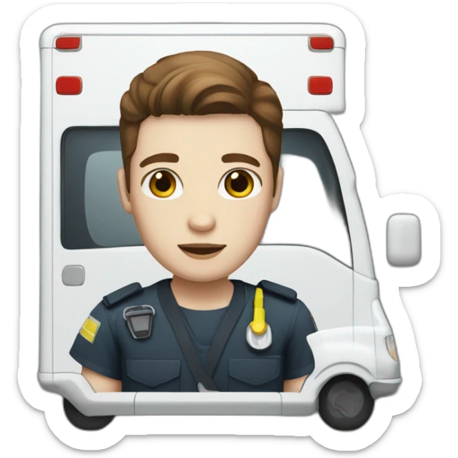 Ambulance yung man with white skin and brown hair  sticker