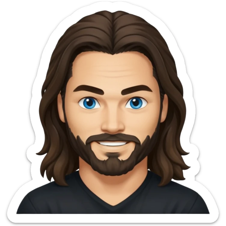 Blue eyes Jason mamoa longer hair smiling black shirt  sticker