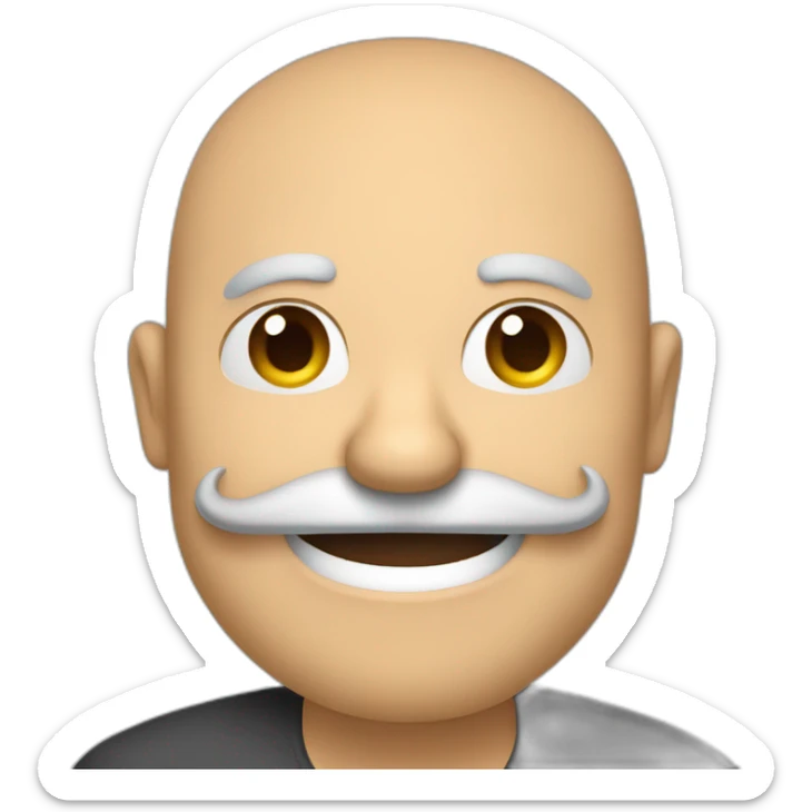 Hombre de 50 años de edad con pelo largo y bigote sonriendo sticker