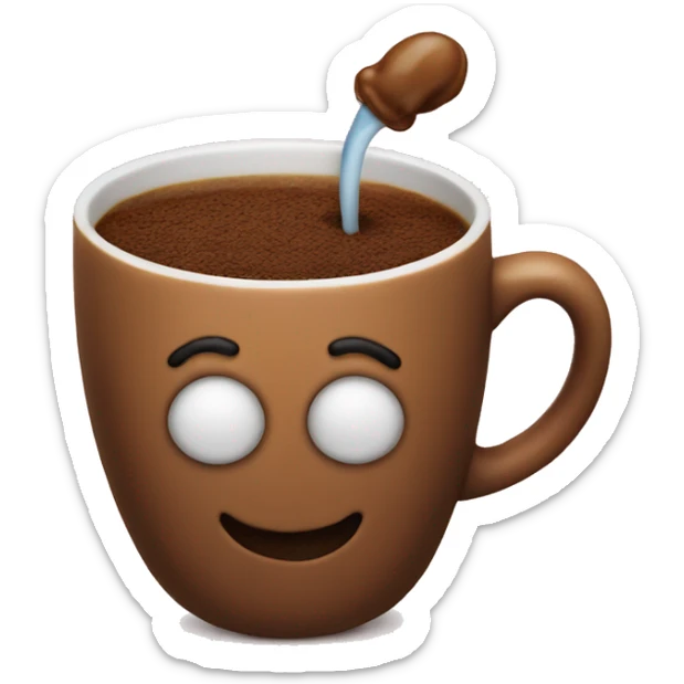 poop emoji and tea emoji combined but happy sticker