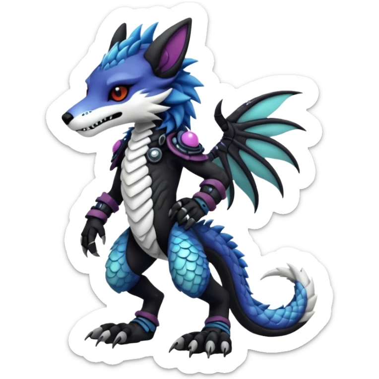 Cool gothic cute badass Scaley cyber-Vernid-Protogen-Primagen-Sergal-Fursuit-furry-fursona sticker