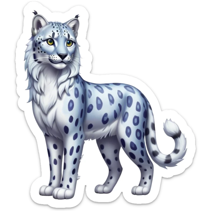 Colorful vibrant ethereal fantasy-lynx-snow-leopard-animal, full-body sticker