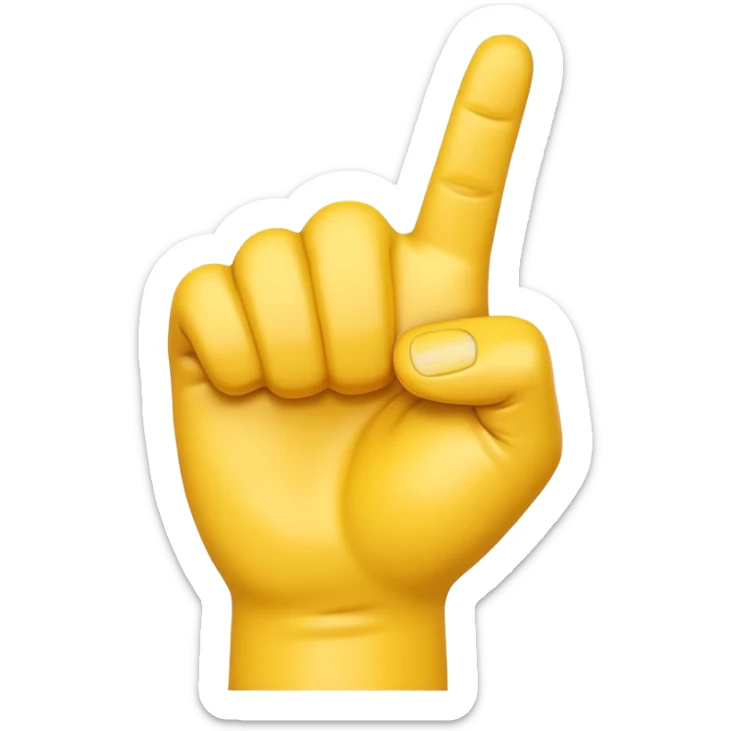 A 3D Apple-style yellow hand emoji, closed fist with thumb pointing backward over the shoulder direction, smooth rounded shape, shiny surface, clean minimal background. sticker