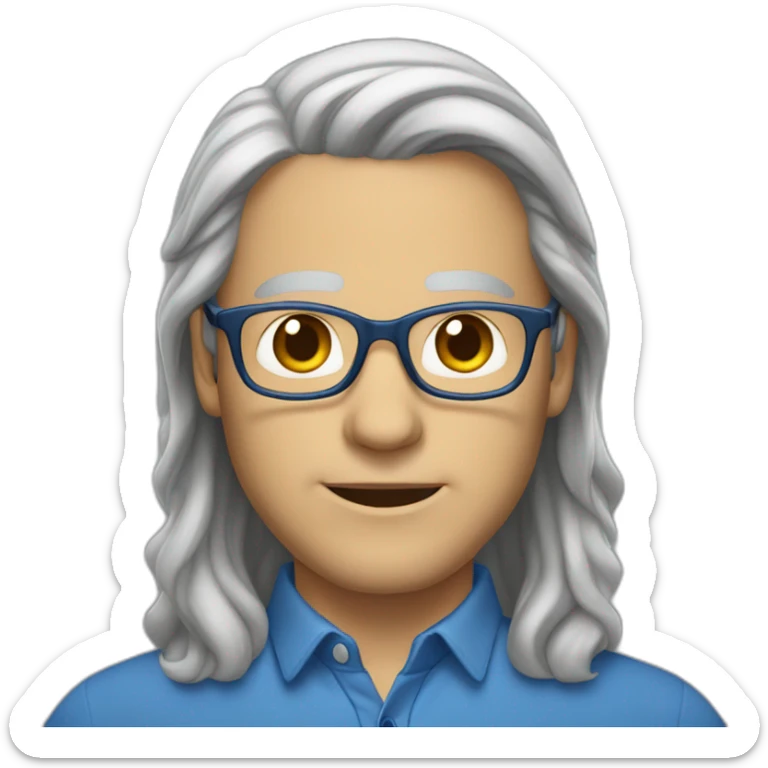 white-40-year-old-man-with-long-gray-hair-parted-in-the-middle,-brown-eyes,-blue-glasses sticker