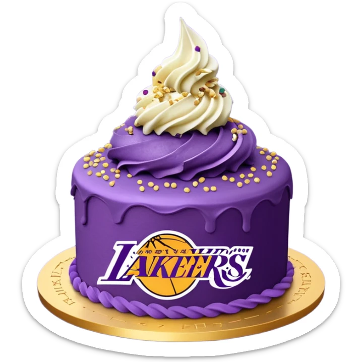 Los Angeles Lakers Kush cake in purple and gold sticker